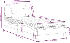 vidaXL Łóżko z materacem, brązowe, 90x200 cm, sztuczna skóra 11