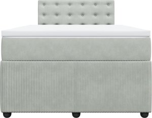 vidaXL Łóżko kontynentalne z materacem, jasnoszare, 120x190cm, aksamit 4