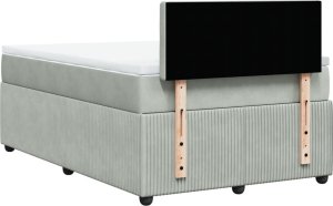 vidaXL Łóżko kontynentalne z materacem, jasnoszare, 120x190cm, aksamit 10