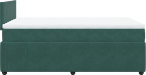 vidaXL Łóżko kontynentalne z materacem, ciemnozielone, 120x190 cm 7