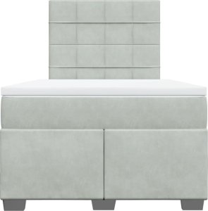 vidaXL Łóżko kontynentalne z materacem, jasnoszare, 120x190cm, aksamit 4
