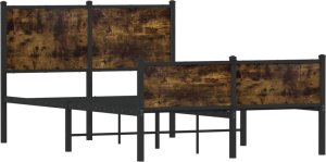 vidaXL Metalowa rama łóżka, bez materaca, przydymiony dąb, 120x200 cm 2