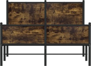vidaXL Metalowa rama łóżka, bez materaca, przydymiony dąb, 120x200 cm 5