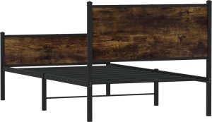 vidaXL Metalowa rama łóżka, bez materaca, przydymiony dąb, 120x200 cm 7