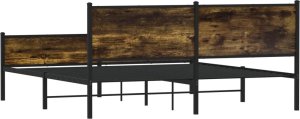 vidaXL Metalowa rama łóżka, bez materaca, przydymiony dąb, 180x200 cm 7