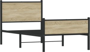 vidaXL Metalowa rama łóżka, bez materaca, dąb sonoma, 80x200 cm 3