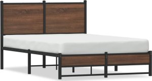 vidaXL Metalowa rama łóżka z wezgłowiem, brązowy dąb, 120x200 cm 2