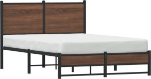 vidaXL Metalowa rama łóżka z wezgłowiem, brązowy dąb, 120x200 cm 4