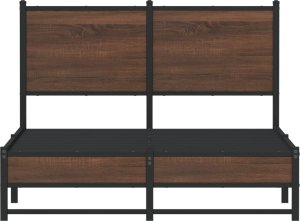 vidaXL Metalowa rama łóżka z wezgłowiem, brązowy dąb, 120x200 cm 5
