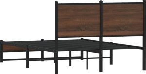 vidaXL Metalowa rama łóżka z wezgłowiem, brązowy dąb, 120x200 cm 7