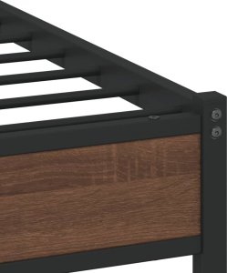 vidaXL Metalowa rama łóżka z wezgłowiem, brązowy dąb, 120x200 cm 8