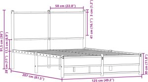 vidaXL Metalowa rama łóżka z wezgłowiem, brązowy dąb, 120x200 cm 10