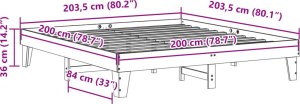 vidaXL Łóżko bez materaca, białe, 200x200 cm, lite drewno sosnowe 9