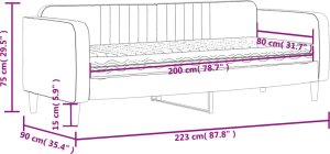 vidaXL Sofa z materacem do spania, ciemnozielona, 80x200 cm, aksamit 12