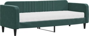 vidaXL Sofa z materacem do spania, ciemnozielona, 80x200 cm, aksamit 2