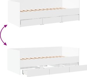 vidaXL Łóżko dzienne z szufladami, bez materaca, białe, 90x190 cm 8