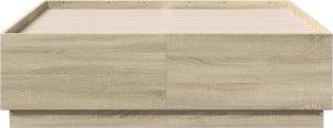 vidaXL Rama łóżka, dąb sonoma, 135x190 cm, materiał drewnopochodny 4