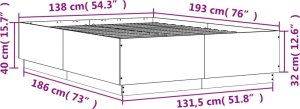 vidaXL Rama łóżka, dąb sonoma, 135x190 cm, materiał drewnopochodny 9