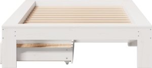 vidaXL Rama łóżka bez materaca, biała, 75x190 cm, lite drewno sosnowe 4