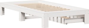 vidaXL Rama łóżka bez materaca, biała, 75x190 cm, lite drewno sosnowe 8