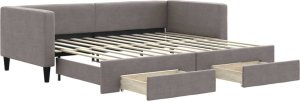 vidaXL Sofa rozsuwana z szufladami, taupe, 90x200 cm, tkanina 2
