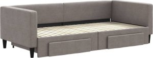 vidaXL Sofa rozsuwana z szufladami, taupe, 90x200 cm, tkanina 3