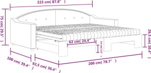vidaXL Sofa rozsuwana z materacami, jasnoszara, 90x200 cm, tkanina 12