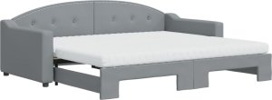 vidaXL Sofa rozsuwana z materacami, jasnoszara, 90x200 cm, tkanina 2