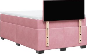 vidaXL Łóżko kontynentalne z materacem, różowe, 120x190 cm, aksamit 12