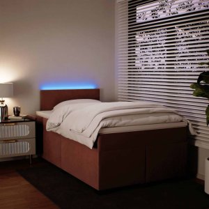 vidaXL Łóżko kontynentalne z materacem, różowe, 120x190 cm, aksamit 5