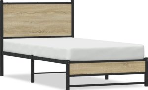 vidaXL Metalowa rama łóżka, bez materaca, dąb sonoma, 90x200 cm 2