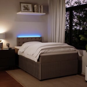 vidaXL Łóżko kontynentalne z materacem, jasnoszare, 120x190cm, aksamit 4