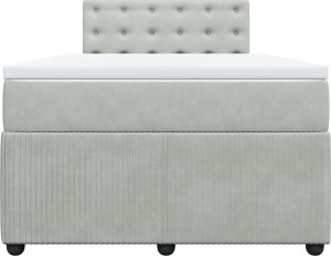 vidaXL Łóżko kontynentalne z materacem, jasnoszare, 120x190cm, aksamit 6