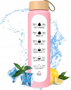 Hydrate Heroes Butelka Szklana Na Wodę Bidon Sportowy Motywacyjny Z Etui Fitness 1000Ml 1L 1