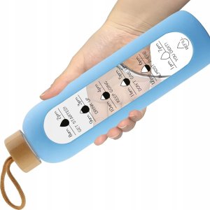 Hydrate Heroes Butelka Szklana Na Wodę Bidon Sportowy Motywacyjny Z Etui Fitness 1000Ml 1L 12