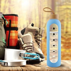 Hydrate Heroes Butelka Szklana Na Wodę Bidon Sportowy Motywacyjny Z Etui Fitness 1000Ml 1L 13