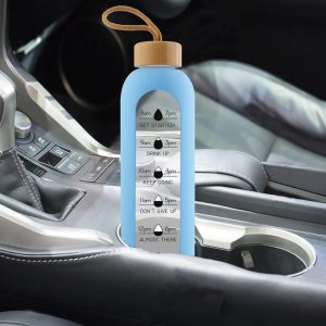 Hydrate Heroes Butelka Szklana Na Wodę Bidon Sportowy Motywacyjny Z Etui Fitness 1000Ml 1L 15