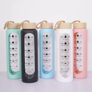 Hydrate Heroes Butelka Szklana Na Wodę Bidon Sportowy Motywacyjny Z Etui Fitness 1000Ml 1L 2