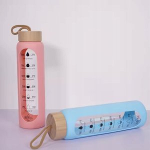 Hydrate Heroes Butelka Szklana Na Wodę Bidon Sportowy Motywacyjny Z Etui Fitness 1000Ml 1L 4