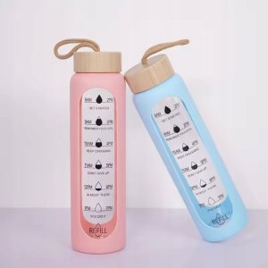 Hydrate Heroes Butelka Szklana Na Wodę Bidon Sportowy Motywacyjny Z Etui Fitness 1000Ml 1L 6