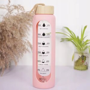 Hydrate Heroes Butelka Szklana Na Wodę Bidon Sportowy Motywacyjny Z Etui Fitness 1000Ml 1L 8