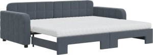 vidaXL Sofa rozsuwana z materacami, ciemnoszara, 90x200 cm, aksamit 2