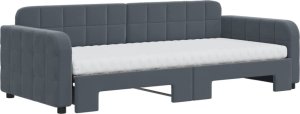 vidaXL Sofa rozsuwana z materacami, ciemnoszara, 90x200 cm, aksamit 3