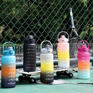 Hydrate Heroes Butelka Na Wodę Bidon Z Miarką Ze Słomką Przypomnieniem Siłownia Fitness 2L 8