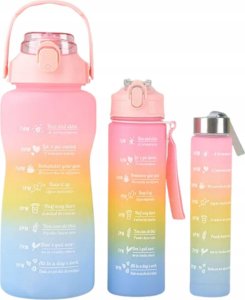 Hydrate Heroes Butelka Na Wodę Bidon Z Miarką Ze Słomką Przypomnienie Siłownia Zestaw 3Szt 8