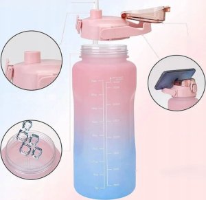 Hydrate Heroes Butelka Na Wodę Bidon Z Miarką Ze Słomką Przypomnienie Siłownia Zestaw 3Szt 7