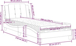 vidaXL Łóżko z materacem, czarne, 90x200 cm, sztuczna skóra 11