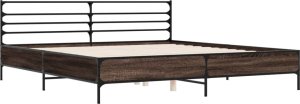 vidaXL Rama łóżka, brązowy dąb, 200x200 cm, materiał drewnopochodny 3
