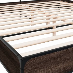 vidaXL Rama łóżka, brązowy dąb, 200x200 cm, materiał drewnopochodny 7