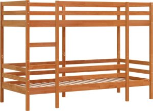 vidaXL Łóżko piętrowe, woskowy brąz, 90x200 cm, lite drewno sosnowe 3